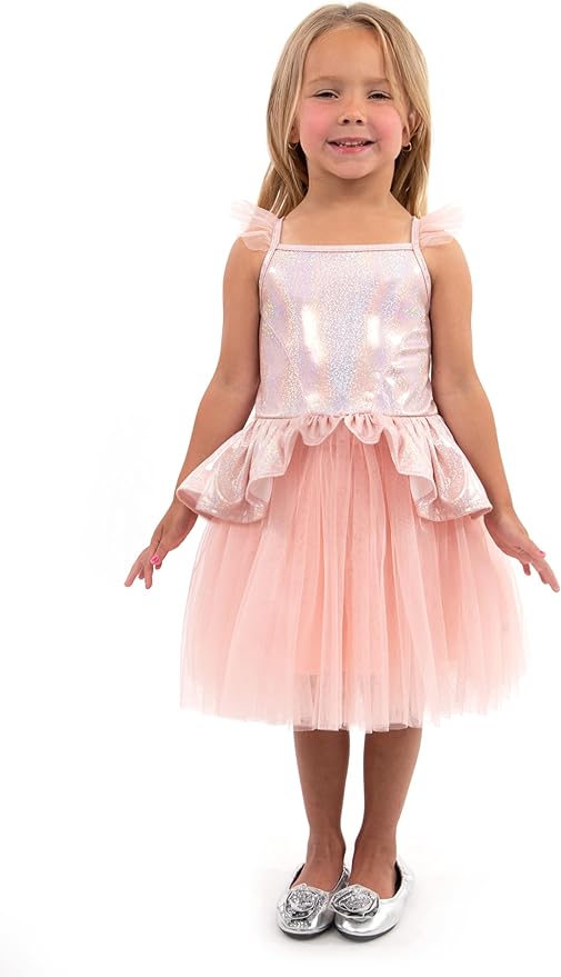 Little Adventures Rose Gold Tutu Princess Dress Up Costume - Machine Washable Child Pretend Play Dress with No Glitter