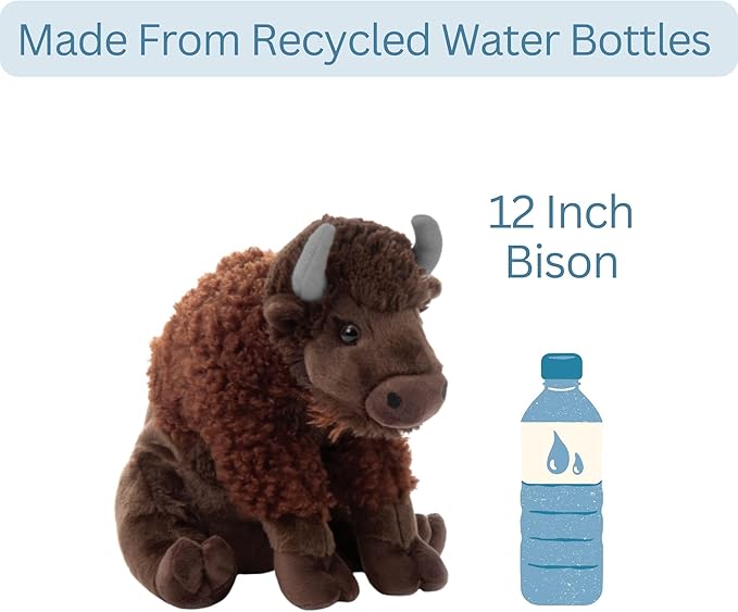 The Petting Zoo Bison Stuffed Animal, Gifts for Kids, Wild Onez Zoo Animals, Sitting Bison Plush Toy 12 inches