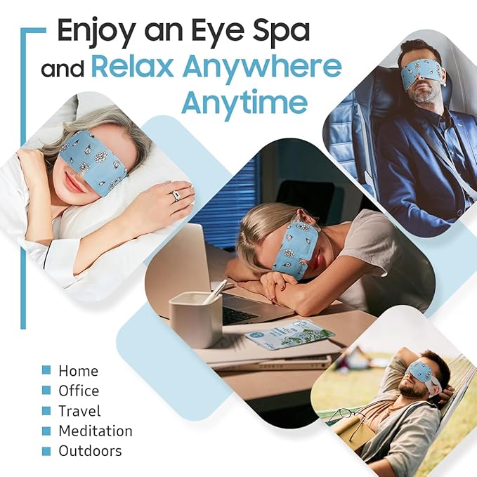 BeHoomi 20Packs Steam Eye Mask, Heated Eye Mask Warm Compress for Eyes, Disposable Self Heating Steam Mask for Home, Sleep, Spa, Travel Essentials & Relaxation Gifts, Valentine's Day Gifts (Jasmine)