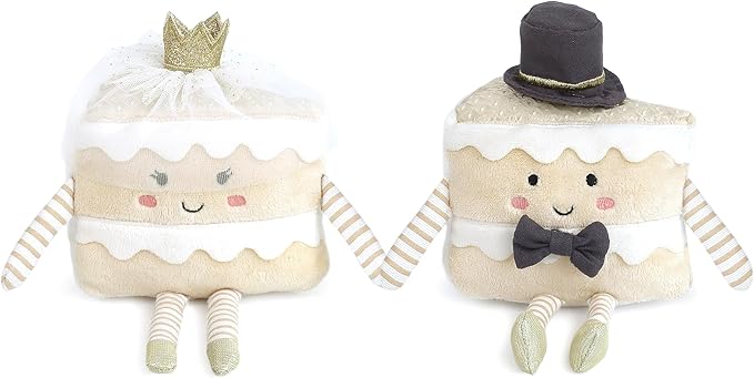 MON AMI Mr. & Mrs. Cake Slice Plush Toy | 7-Inch Soft Stuffed Dessert-Themed Plushie for All Ages | Cute & Cozy Gift for Birthdays, Weddings, or Anniversaries