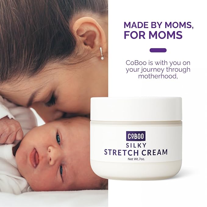 CoBoo Silky Stretch Cream | Maternity Stretch Mark Cream for Pregnancy | Paraben Free 7oz Formula to Reduce Stretch Marks & Improve Skin Elasticity | Refreshing Scent