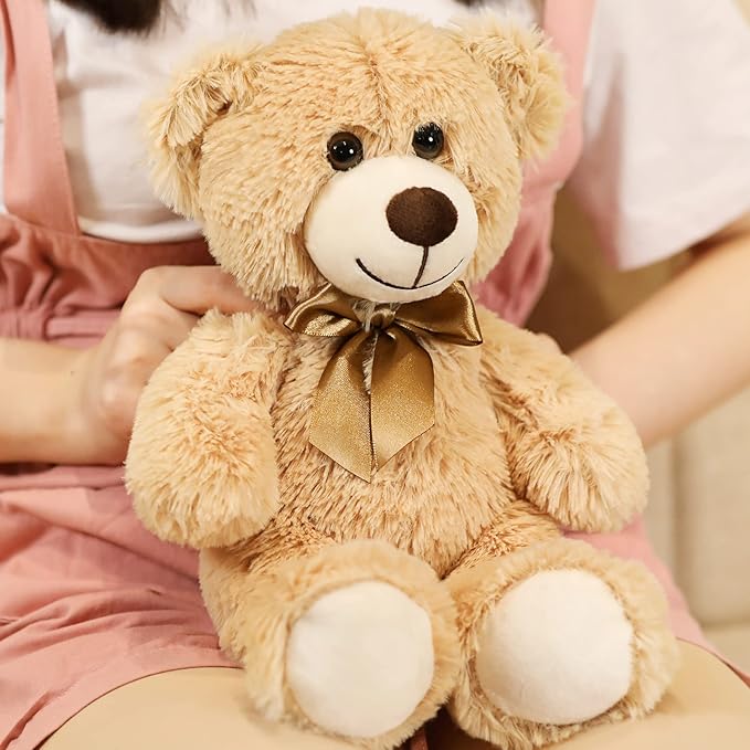 Plush Teddy Bear Stuffed Animal Bear Gift for Kids and Girls, Party Home Decoration 13.8 Inches(Khaki+Khaki)