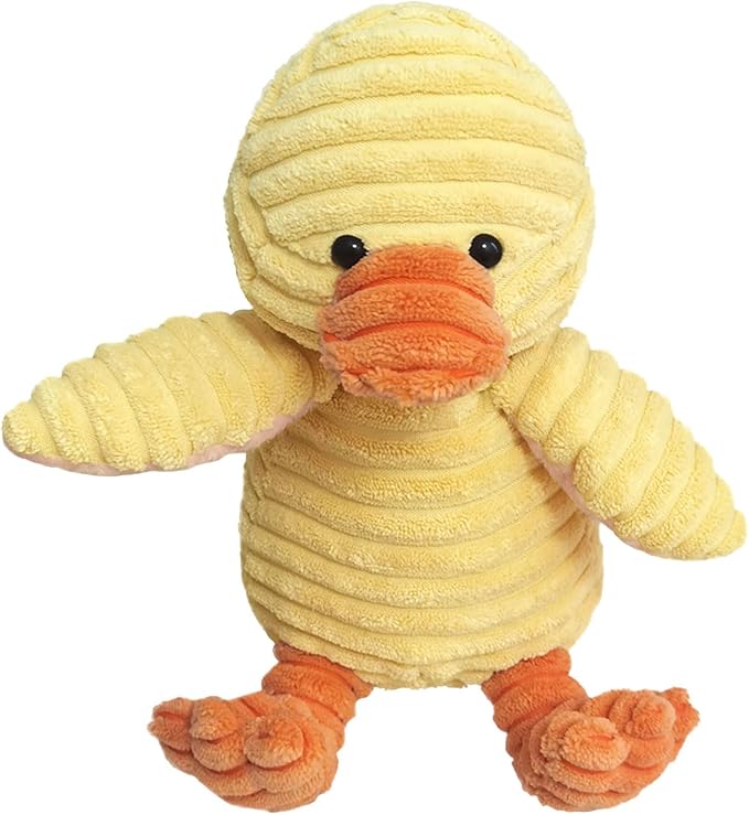 Corduroy Duck Plush Stuffed Animal, Cute Furry Yellow Duck Toy, Soft Cuddly Plushie Hugger Toy for Boys Girls, Gifts for Kids or Girlfriend, 12 Inches