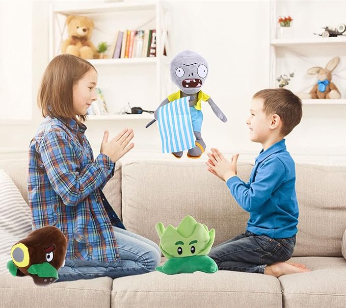 JHESAO 3 PCS Lettuce Plants and Zombies Plush Banner Zombies Toys PVZ Plush 1 2 Stuffed Soft Doll Coconut Cannon Plant Toy New