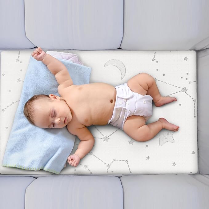 YENING Organic Cotton Pack and Play Mattress Pad Breathable 38x26 Waterproof Baby Mattress for Pack N Play Matress Topper Waterproof