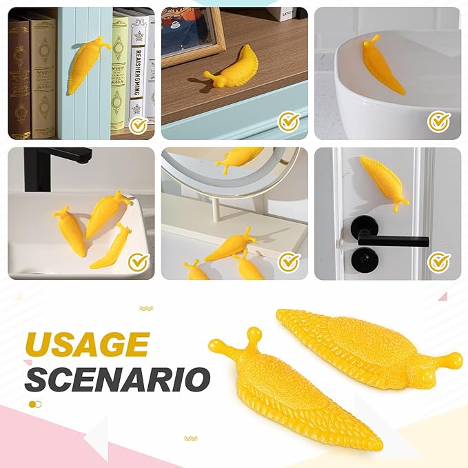 Soulchen 4 Pcs Sticky Banana Slugfest Novelty Sensory Slug Fidget Toy Mini Banana Slug Finger Puppet Slimy Sticky Slugs Tricky Toys for Halloween
