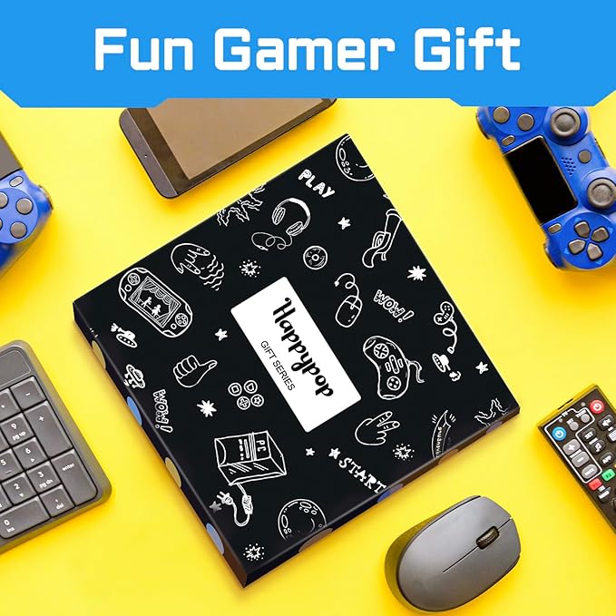 Gamer Gifts for Men - Gamer Stocking Stuffers for Teen Boys, Video Game Socks with Greeting Card and Keychain