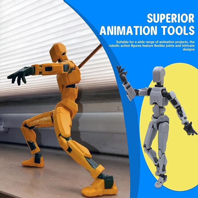 MerryXD T13 3D Action Figure,Assembly Completed Dummy Nova Tintan Lucky 13 Action Figure 3D Printed Multi-Jointed Movable Toy Yellow
