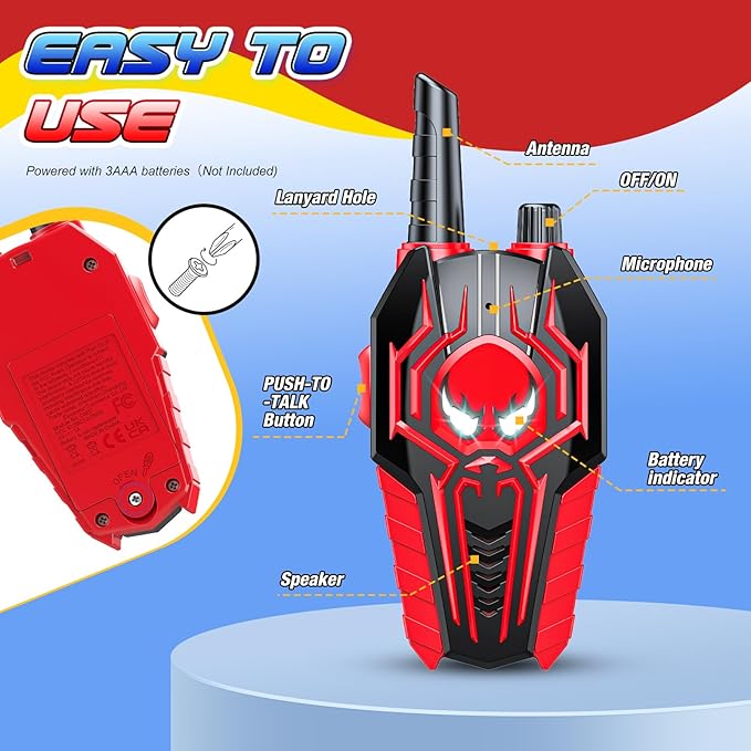 Kids Walkie Talkies for Boys: Toys Gifts for 3 4 5 6 7 8 Year Old Boys Kids Walkie Talkies 2 Pack Outdoor Hiking Camping 2 Way Radio Toy Age 3-8 Year Old Boy Girl Birthday Gifts Ages 5-7