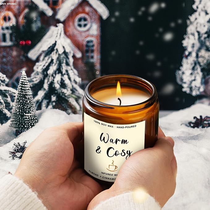 Scented Candle Gift Set for Women โ 4 Pack Soy Candles Non Toxic | Scented Candles with Apple Cinnamon, Fir Balsam, Mulled Cider, Sandalwood โ Holiday Candles Gift for Home Dรฉcor & Cozy Nights