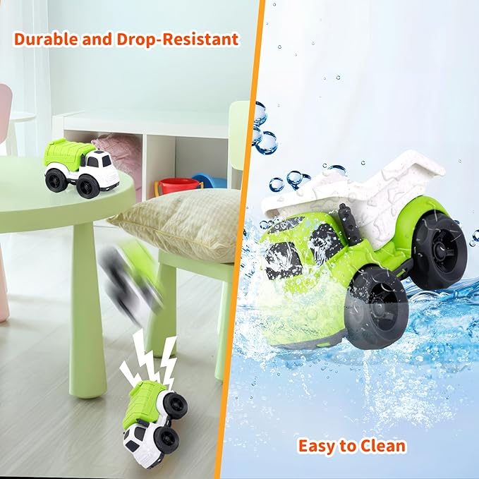 Toddler Toys Cars for 18 Months+ Boy, Garbage Truck Toys and Dump Truck Toys for 2 Year Old Boy, BPA Free, Phthalates Free, PVC, Christmas Birthday Gifts for 2 3 4 Year Old Boys