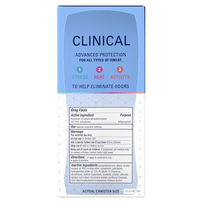 Secret Clinical Strength 100HR Sweat & Odor, Stress Response Invisible Solid Antiperspirant Deodorant for Women, 3X Stress Protection with Hyaluronic Acid, PH Balancing Minerals, 2.6 oz