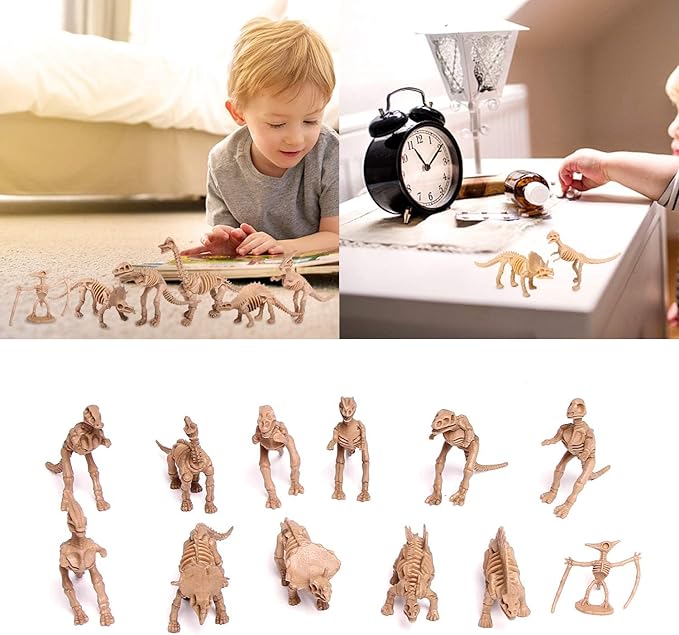 UPINS 30 Pack Dinosaur Fossil Skeletons 3.7 Inch Assorted Dinosaur Skeleton Toy Figures Dino Bones Educational Gift for Science Play Dino Sand Dig Party Favor Decorations