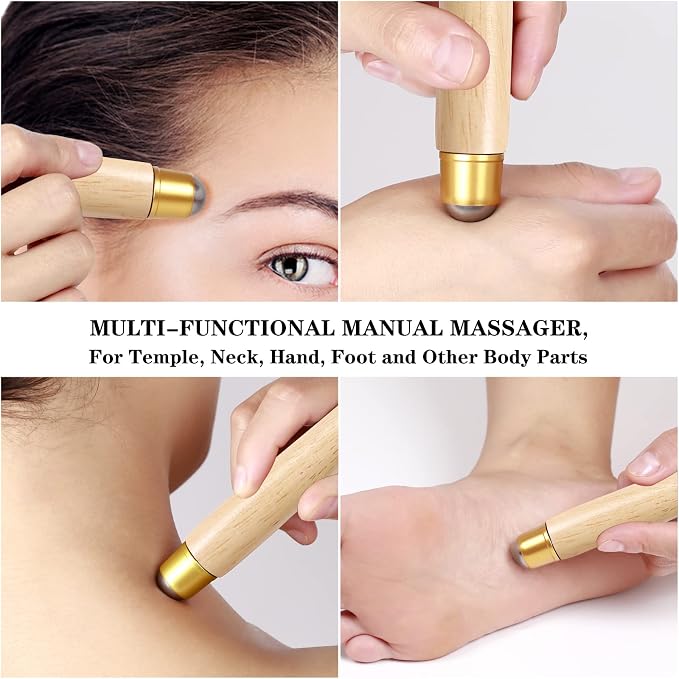 Oversize Back Scratcher Extendable, Backscratchers for Men Women with Wooden Handle/Steel Massage Roller/Wider Claw, Sturdy Manual Body Scratcher Massager