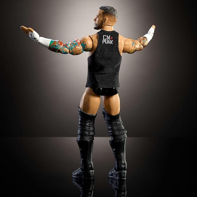 Mattel WWE Top Picks Elite Action Figure & Accessories Set, CM Punk 6-inch Collectible with Swappable Hands, Ring Gear & 25 Articulation Points