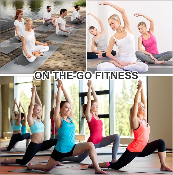3 mm Thin Yoga Mats Bulk, Lightweight PVC Exercise Mats Non Slip Workout Fitness Pads for Yoga Pilates Stretching Classes Gym Home Studio, Easy to Clean