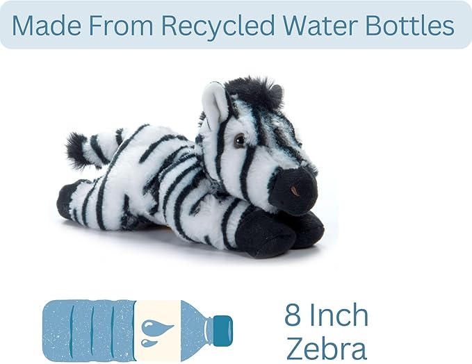 The Petting Zoo Zebra Stuffed Animal Plushie, Gifts for Kids, Scoopz Wildlife Animals, Zebra Plush Toy, 8 inches