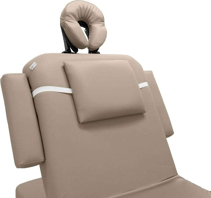 SKINACT Milo 3.0 Motor (with Independent Leg Adjustment) Electric Massage & Facial Bed/Table Taupe top and Dark Brown Base