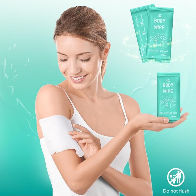 Timgle 200 Pcs Acidified Travel Deodorant Wipes for Women & Men Variety Pack Mini Face and Body Wipes Disposable Individually Wrapped Cleansing for Travel Gym(Green Background)