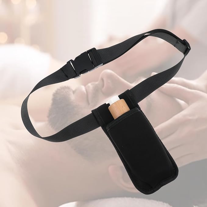 ElevateTech Massage Bottle Bag Lotion Oil Waist Holder Organizer Therapist Bag Adjustable Durable Black Portable Storage Pouch Belt Hanging Easy Access Accessories Gifts 1Pcs