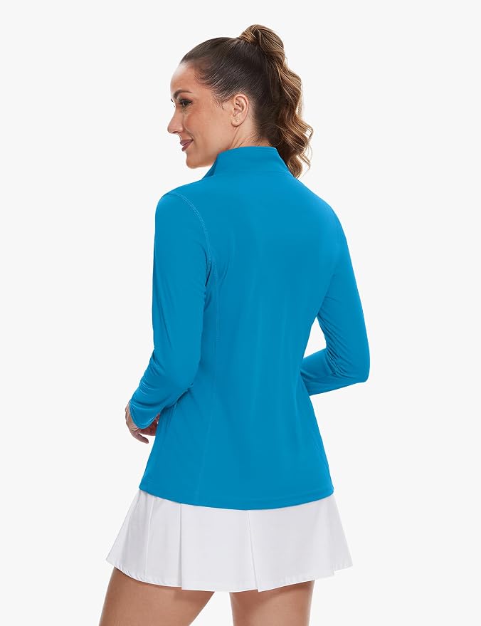 TACVASEN Women's Quarter Zip Pullover Golf Shirts UPF 50+ Long Sleeve Sun Shirts UV Protection Workout Tops