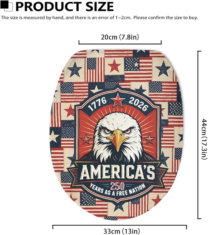 American Flag Toilet Seat Covers Elongated for Bathroom Universal Toilet Tank Cover Replacement Washable Dust Covers Universal Toilet Tank Cover Patriotic Decorations for Home,Easy to Clean