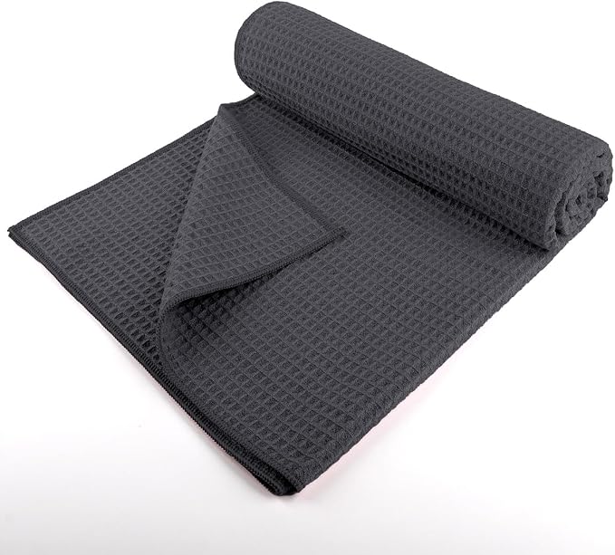 HOMEXCEL Hot Yoga Towels 2 Pack, (26.5" x 72") Non-Slip & Ultra-Absorbent Microfiber Yoga Mat Towels for Hot Yoga, Pilates, Exercise, Fitness, Bikram and Workout, Grey