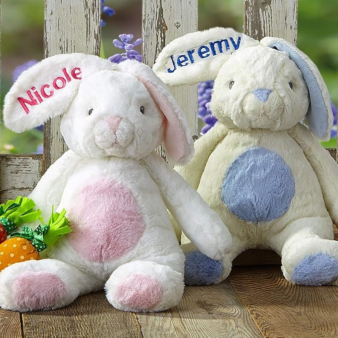 Lillian Vernon My First Easter Bunny Plush Blue Toy - Stuffed Animal with Customizable Embroidered Name for Boys & Girls, Personalized Kids & Toddler Gifts, 16 Inches Tall