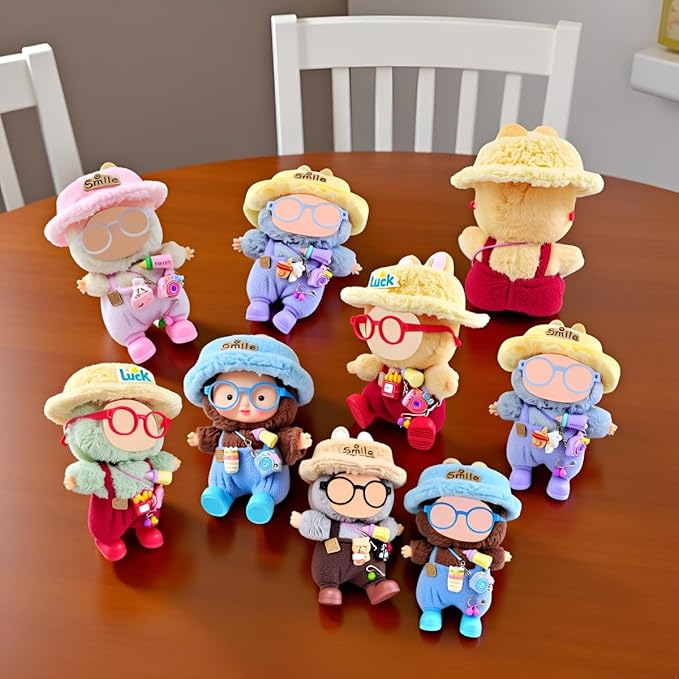 Doll Clothes Outfit and Accessories Suitable for 17cm Dolls, 5 Piece Set Romper Hat Camera Backpack Glasses Shoes (No Doll) Purple