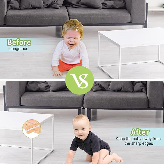 Safety First Baby Proofing: Table Edge Protectors - 16.5ft (5m) Bumper Guards for Baby Furniture & Fireplace Corners