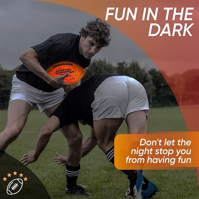 Wave Runner LED Light-Up Football - Glow in The Dark Football Games- Size 10.35 in. with Pump and Batteries Included | Perfect Football Game Gifts for Teen Boys Ages 7-15 Football Fans & Players