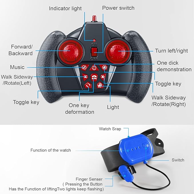 Gesture Sensing RC Stunt Car, Toys for Boys Girls 6-12 Year Old 4WD Remote Control Car 360° Rotate Transform Off-Road Drift RC Toy with Lights Music, 2.4Ghz Hand Control Birthday Xmas Gifts
