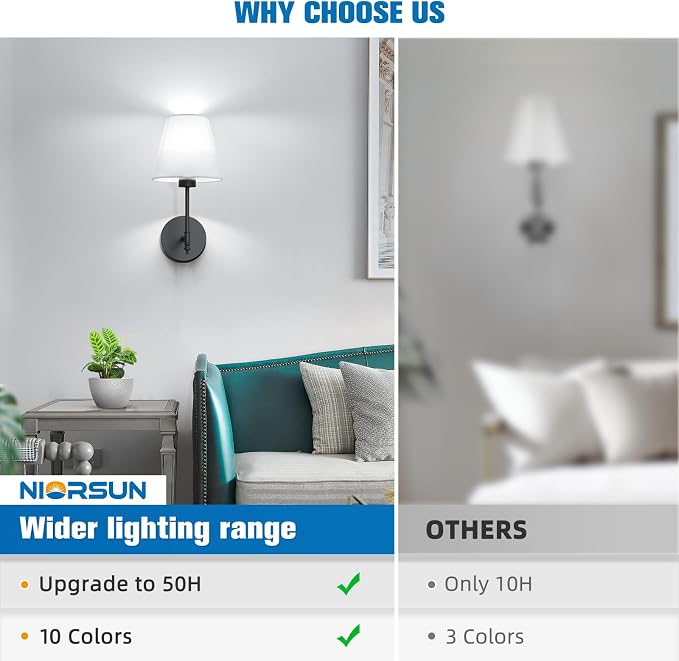14.5 inch Battery Operated Wall Sconce Set of 2,Black Rechargeable Wall Lights with 5200mAh Dimmable Detachable Bulbs and Remote,9 Colors Wireless Sconces for Bedroom Living Room Hallway Decor