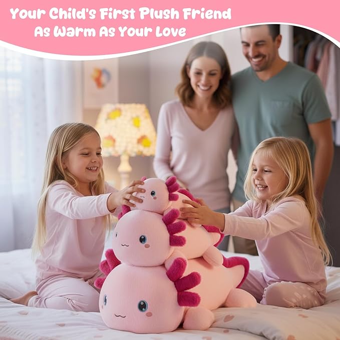SQEQE Weighted Stuffed Animal Axolotl, Soft Weighted Axolotl Plush Toy, Cute Hugging Pillow Gift for Kids Adults, Home Decoration Valentines Gifts Birthday Present 9.8 Inch, 0.8 Lb