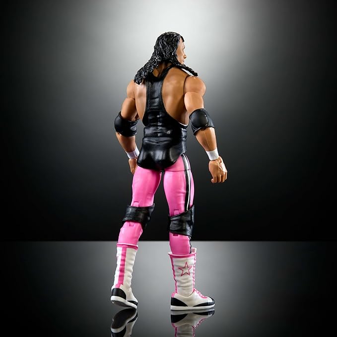 Mattel WWE Elite Collection Action Figure & Accessories, Premium Live Event Bret Hart Set, Wrestlemania with Howard Finkel Build-A-Figure Parts