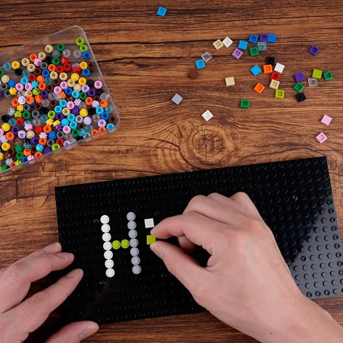 Brick 16x16 Plate 1/3 with Holes,Pins Suppor Pillar Accessories Pack,Pixel Art Painting Base Classic Building Block Bulk Parts and Pieces Sets - Compatible with 65803(Black)