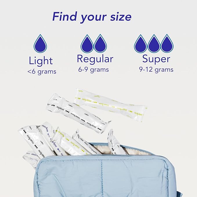 Marlow | Organic Cotton Tampons | Plant Based Applicator | Super 18 Count