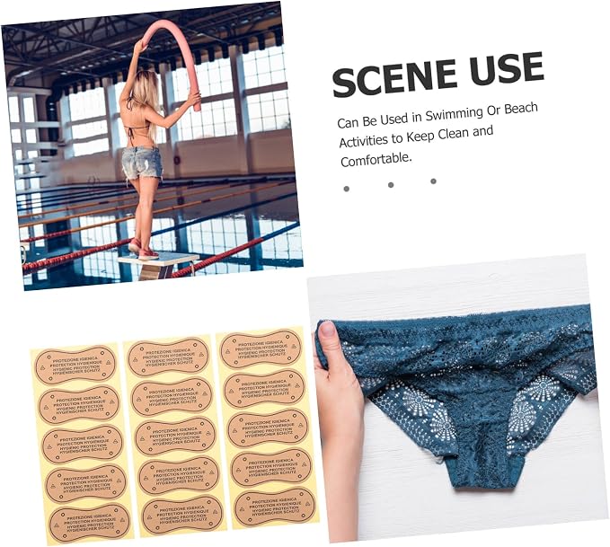 Healeved 100pcs Underwear Liners Stickers for Swimsuits and Soft and Breathable Adhesive Panty Liner Stickers Comfortable and Secure Fit for Women Easy to Apply Skin Friendly