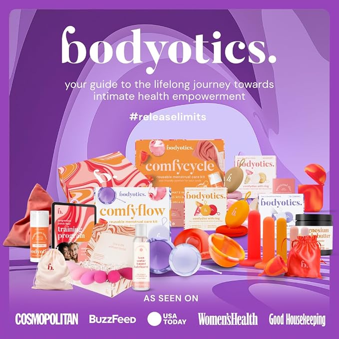 Bodyotics Reusable Menstrual Disc - 2 Pack (S & L), Purple | Leak-Proof Alternative to Cups, Tampons & Pads for Light or Heavy Flow; Body-Safe Silicone with 12 Hour Wear