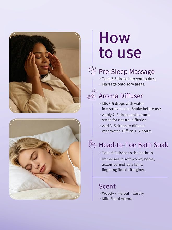 Tranquility Sleep Massage Oil 30ml (1 fl oz) – Premium Body Oil with Rare Agarwood (Oud) & Lily, Non-Greasy Fast-Absorbing Sweet Almond & Grapeseed – Eases Muscle Tension, Gua Sha & Relaxation Gift