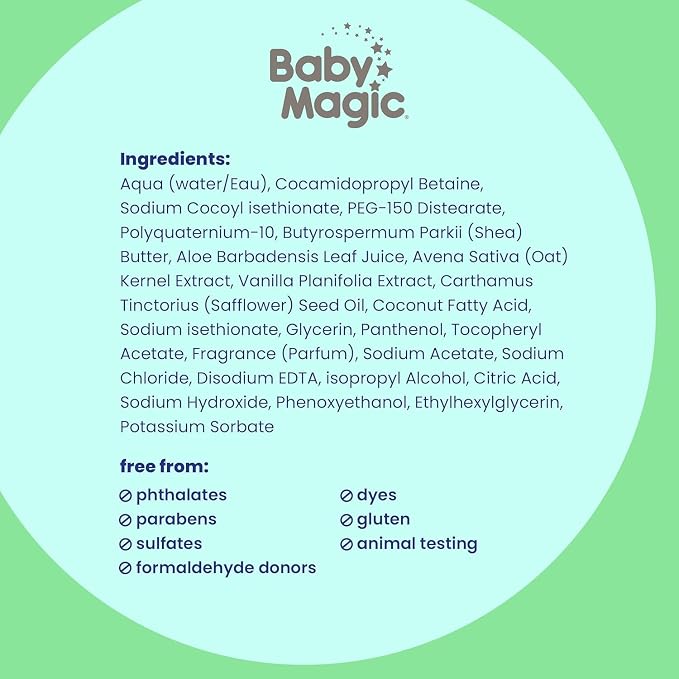 Baby Magic Soothing Hair & Body Wash, Vanilla & Oat, Soothes and Cleanses, Specially Formulated for Baby's Delicate Skin, Tear Free, Hypoallergenic, Dermatologist Recommended, 30 Fl Oz