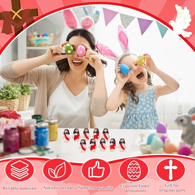 Bememo 300 Pcs Little Jesus Figures Bulk Original Design Mini Pocket Jesus Toys Rubber Figurine to Hide and Seek Religious Party Favors Sunday School Craft Baptism Gifts(Red)