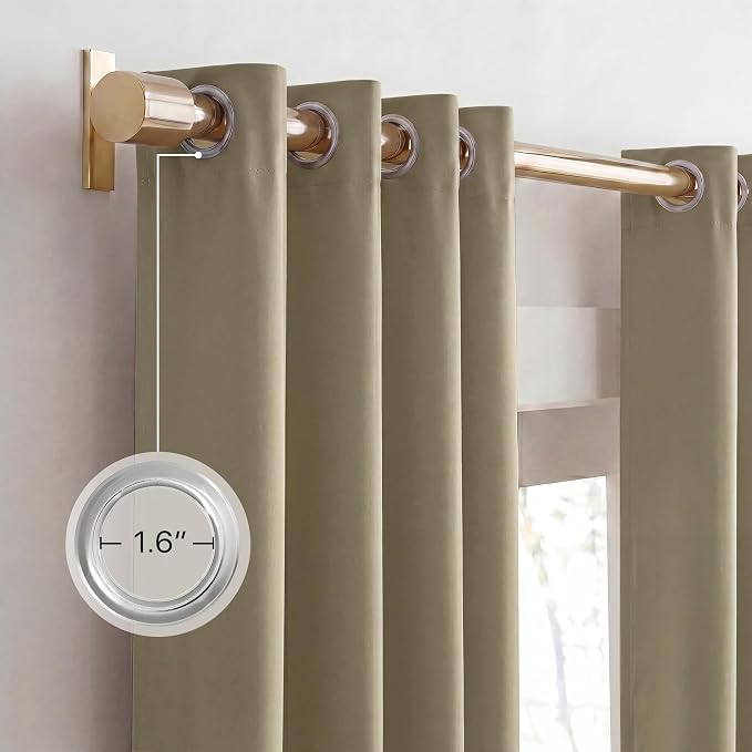 NICETOWN 100% Blackout Curtain Panels 84 inch Long for Living Room, Cocoa Eggnog, 2 Panels, Thermal Insulated Farmhouse Blackout Window Drapes for Bedroom