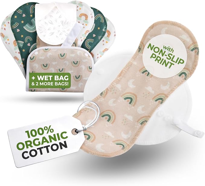 Non-Slip, Organic Cotton Reusable Panty Liners for Teen Girls (Small 7-Pack) - 100% Breathable & High-Temp Washable Cloth Panty Liners for Vaginal Discharge - Gentle on Skin, Stay Fresh & Dry Daily