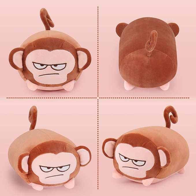 Achwishap Monkey Stuffed Animals,Monkey Plush Toy Hugging Pillow,Monkeys Plush Pillow,Fluffy Monkeys Throw Plushie Doll,Unique Plushies for Kids Adults Gifts(9.1”Brown)