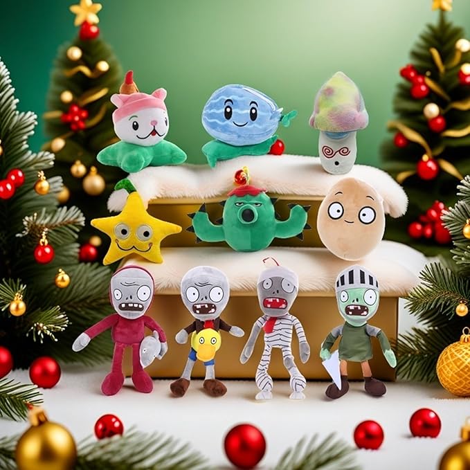 JHESAO 10 PCS Plants and Zombies Plush Zombies Plants Sets Toy, 1 2 Stuffed Soft Doll PVZ Plush Figure Doll New