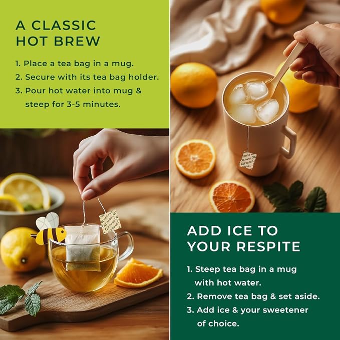 Gya Tea Co Citrus Mint Herbal Tea Bags (20 Bags) - Caffeine Free with a Tangy Flavor for All Day Comfort, Calming, Relaxing & Nourishing - Fruit & Herbal Blends