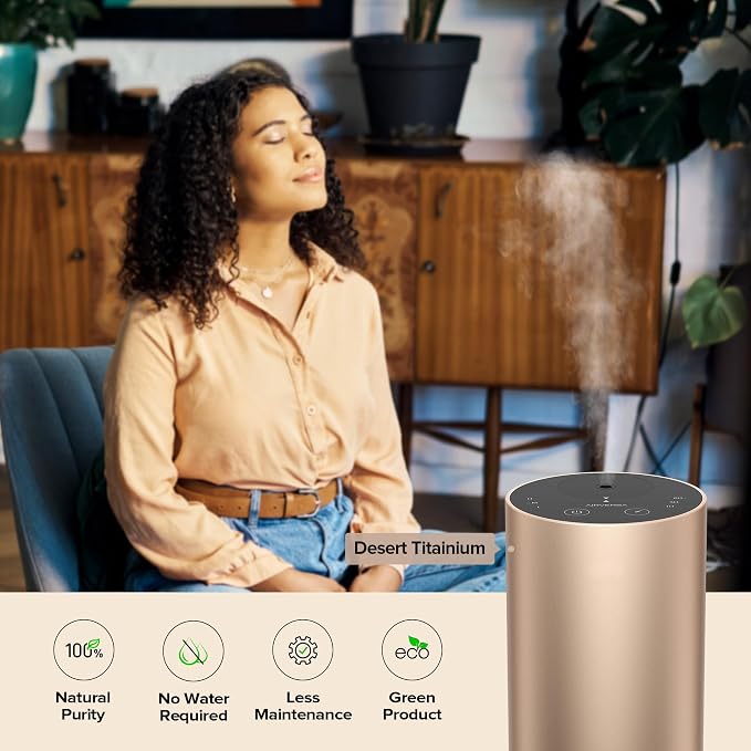Airversa ADX Waterless Essential Oil Diffuser Starter Kit, Titanium | 30 mL ST 33# Hotel Scent Fragrance Oil, Battery Operated, Up to 600 sq ft, Portable for Home Car Office, ADXKit-30-E