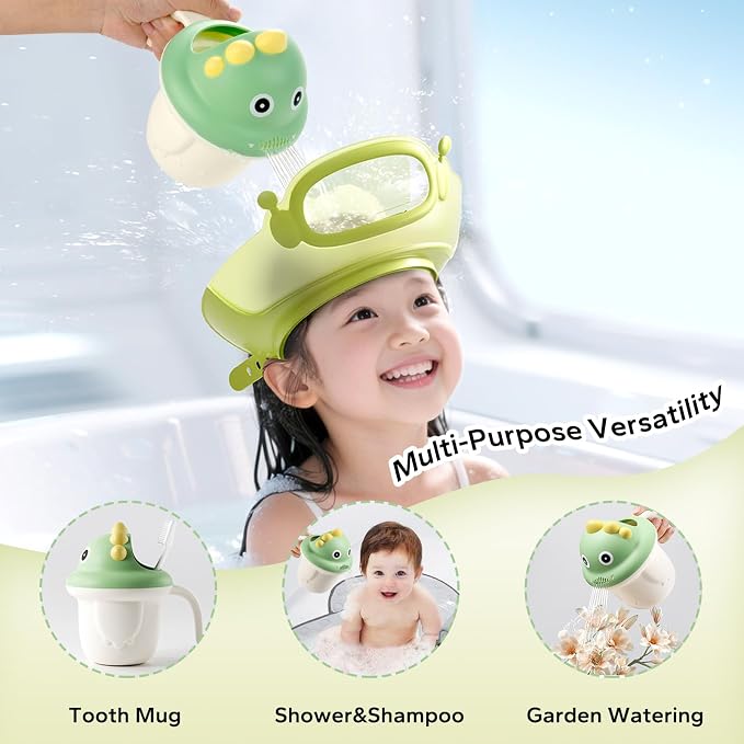 FUNUPUP Baby Shower Cap with Rinse Cup Hair Washing Shield Adjustable Bath Visor Control Flow Rinser Boys Girls Essentials Bathroom Accessories Newborn Must Haves Items Store Registry for Bathtime