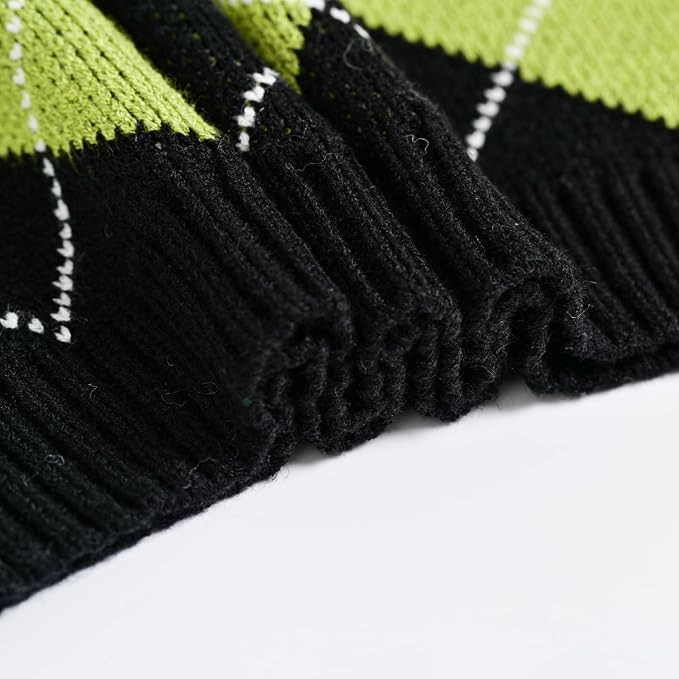 Women's Sweater Vest,Y2K Sleeveless Pattern Preppy Style Knitted Crop Tank Top for Girl